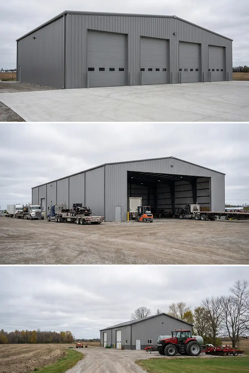 Exterior steel buildings used for commercial, industrial, and agricultural applications in Canada