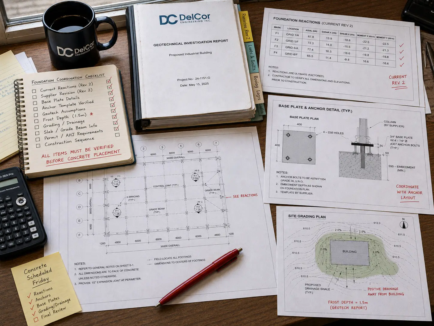 Foundation Engineering for Steel Buildings in Canada Steel building foundation engineering review with current reactions geotechnical report anchor details grading plan and concrete checklist